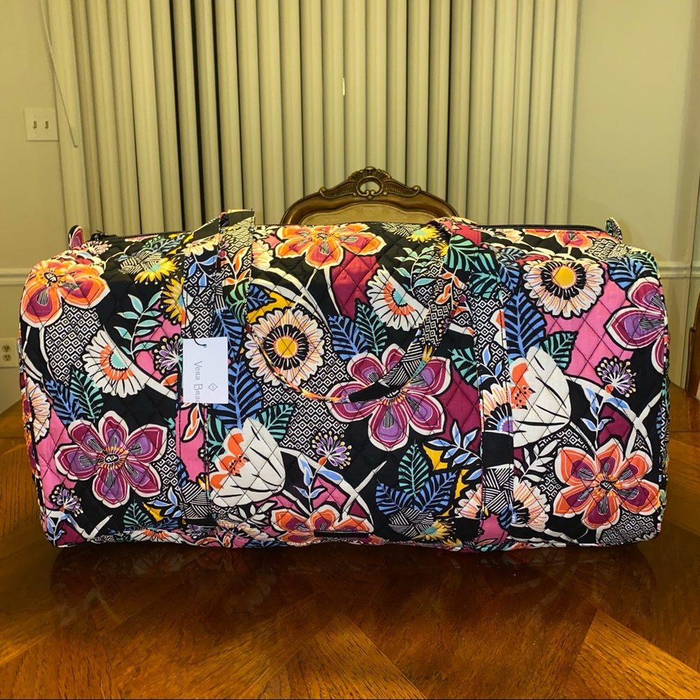 Vera Bradley Floral Travel Bag - Black, Pink, Orange
